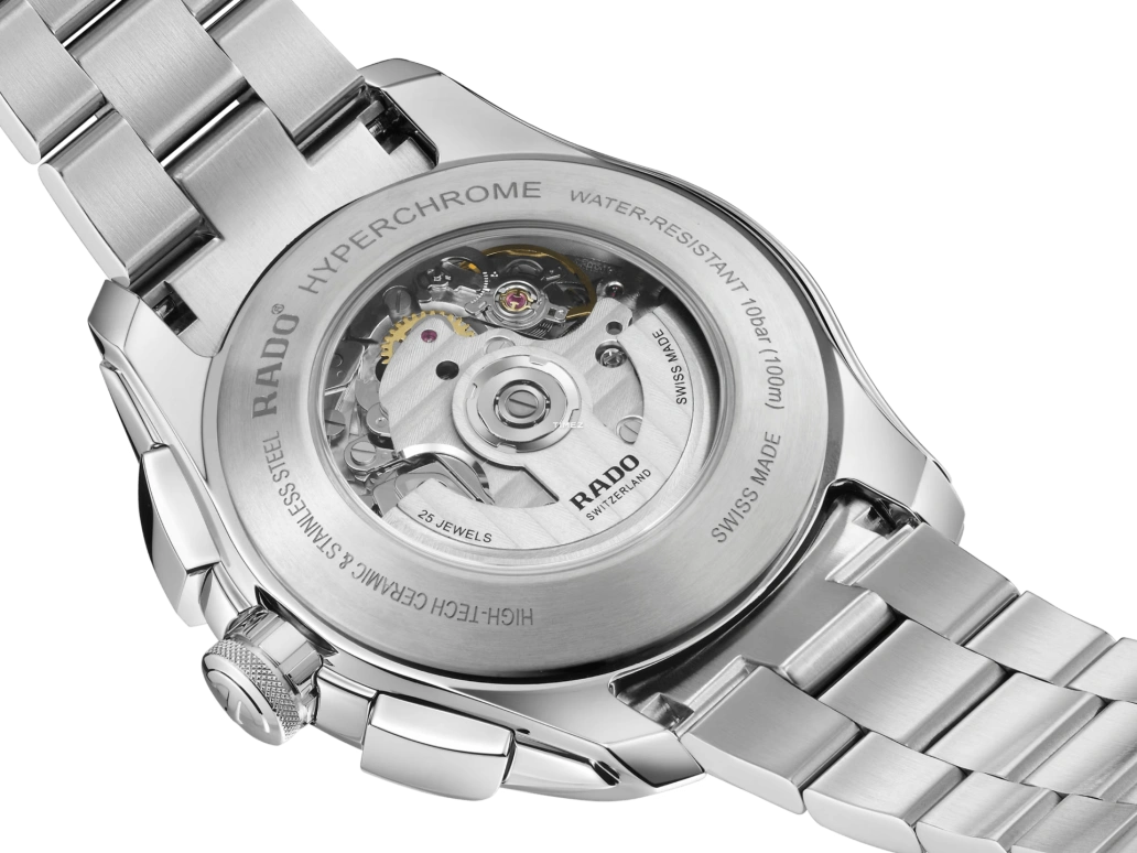 Rado,HyperChrome 44mm,44mm,Stainless Steel,White,Automatic,Chronograph,Day,R32042013