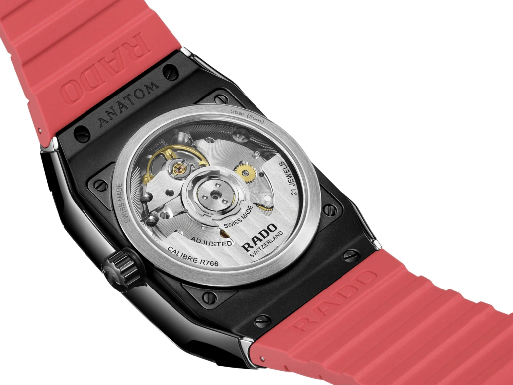 Rado,Anatom 32.50mm,32.50mm,Stainless Steel,Ceramic,Dual,Black,Red,Automatic,Day,72hours,R10201409