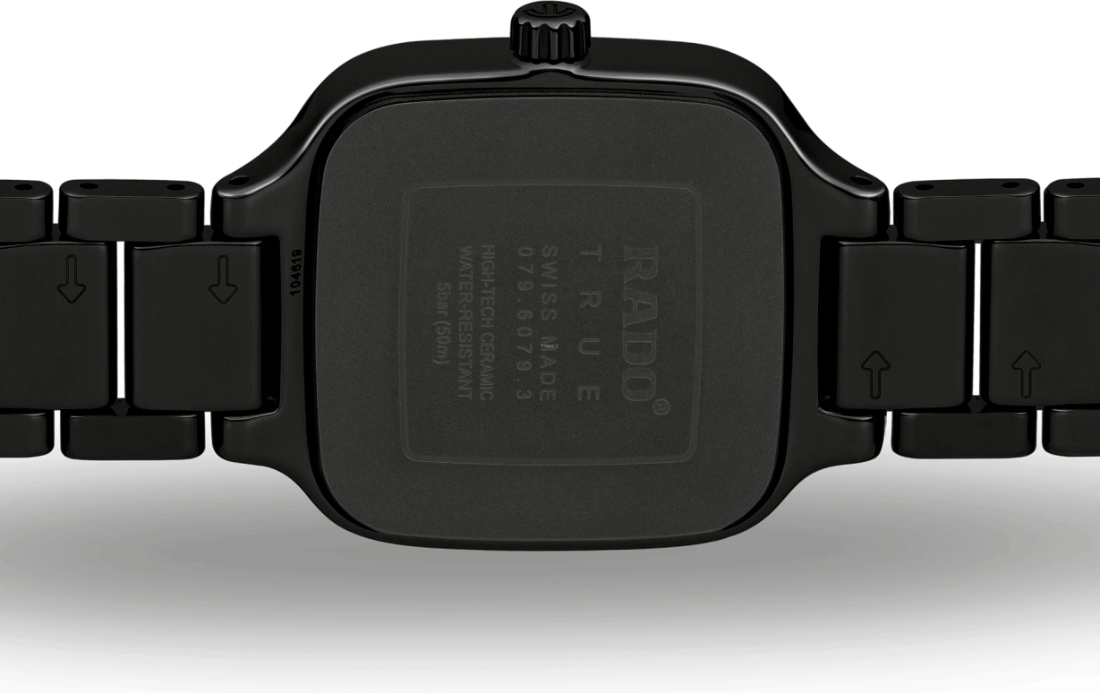 Rado,True Square 29x34.30mm,29x34.30mm,Ceramic,Black,Quartz,Day,In-house Caliber,R27080722