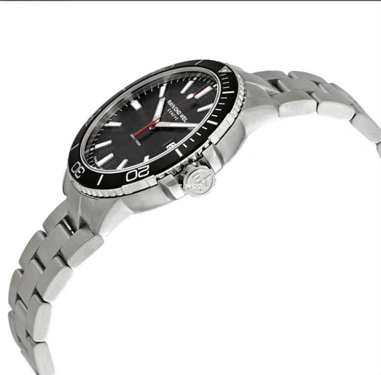 Raymond Weil,Men’s 41mm,41mm,Stainless Steel,Black,Quartz,Day,Sapphire,Crystal Glass,8260,8260-ST1-20001