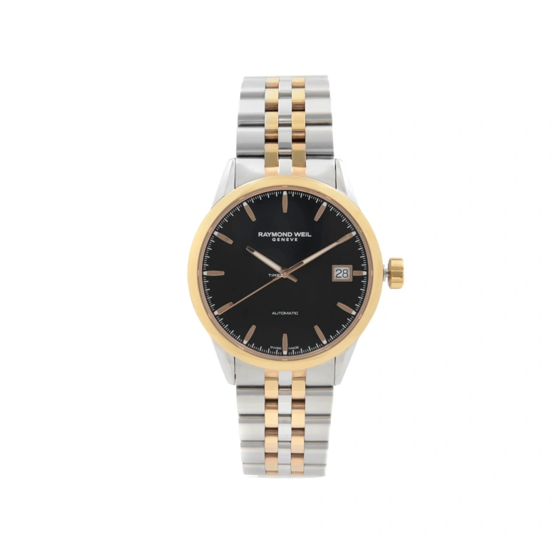 Raymond Weil,Men’s 42.50mm,42.50mm,Stainless Steel,Rose Gold,Black,Automatic,Day,Sapphire,Crystal Glass,2740,2740-SP5-20011