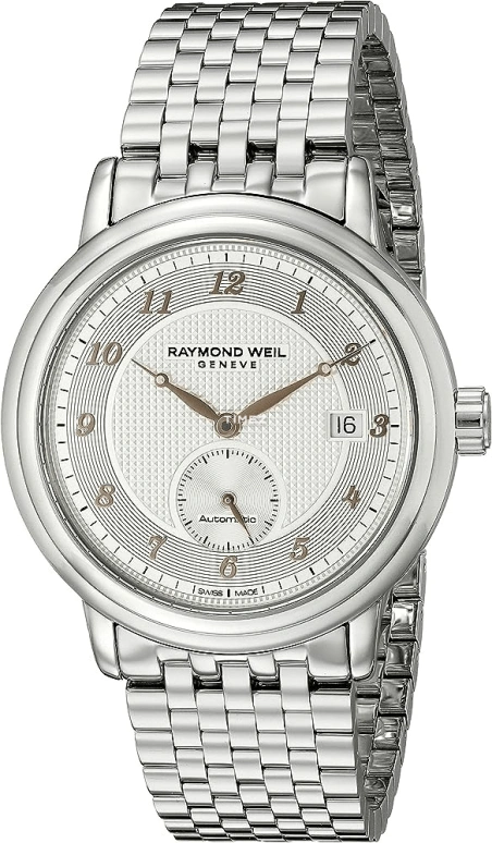 Raymond Weil,Men’s 39.50mm,39.50mm,Stainless Steel,Silver,Automatic,Day,Sapphire,Crystal Glass,2838,2838-S5-05658