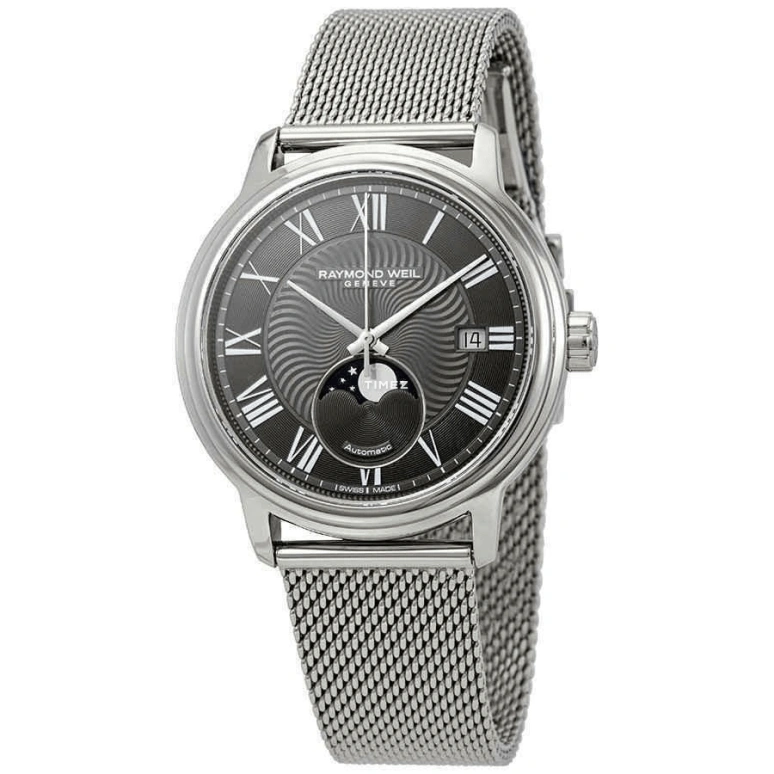 Raymond Weil,Men’s 40mm,40mm,Stainless Steel,Grey,Automatic,Moonphase,Day,2239M,2239M-ST-00609
