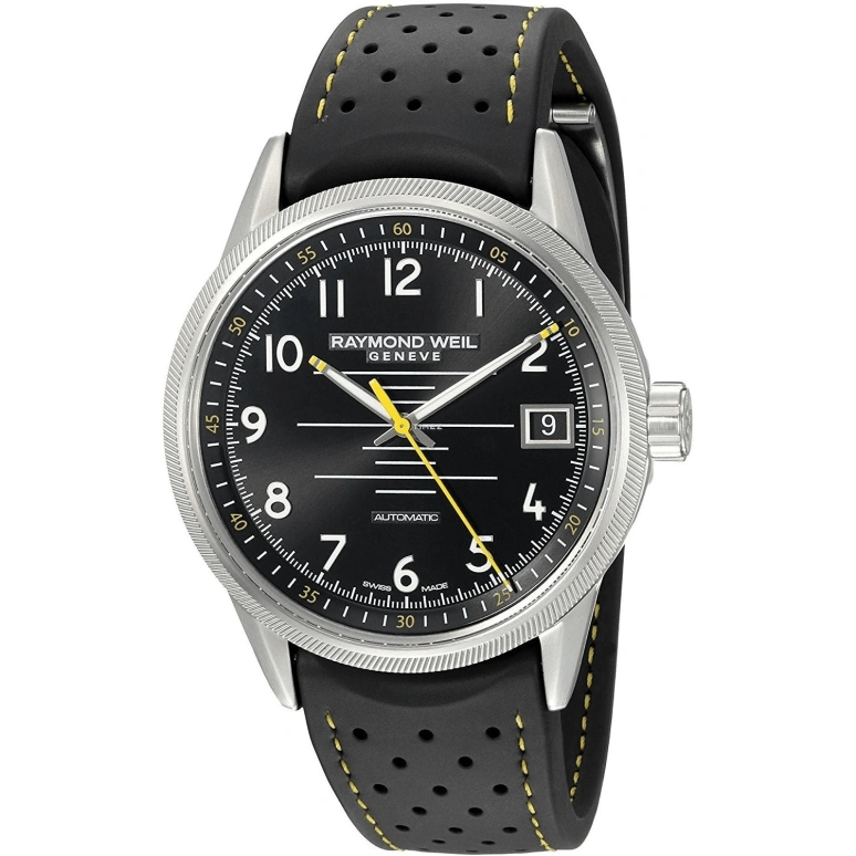 Raymond Weil,Men’s 42.50mm,42.50mm,Stainless Steel,Black,Automatic,Day,Sapphire,Crystal Glass,2754,2754-SR-05200