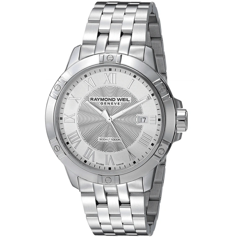 Raymond Weil,Men’s 41mm,41mm,Stainless Steel,Silver,Quartz,Day,Sapphire,Crystal Glass,8160,8160-ST-00658