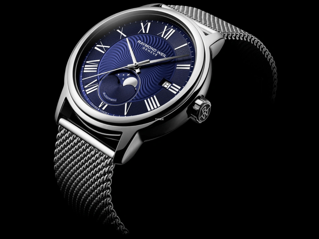 Raymond Weil,Men’s 40mm,40mm,Stainless Steel,Blue,Automatic,Moonphase,Day,2239M,2239M-ST-00509