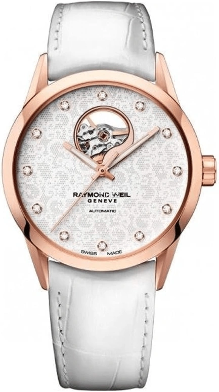 Raymond Weil,Women’s 38mm,38mm,Stainless Steel,Rose Gold,White,Automatic,Sapphire,Crystal Glass,Round,2750,2750-PC5-30081