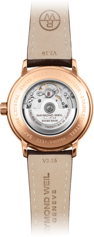 Raymond Weil,Men’s 9.20mm,9.20mm,Stainless Steel,Brown,Automatic,Day,Sapphire,Crystal Glass,2237,2237-PC5-05608