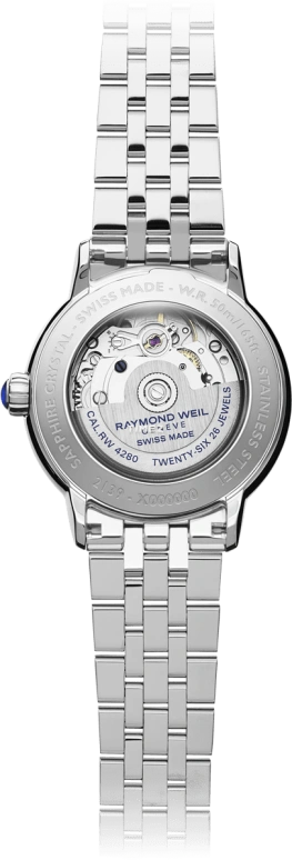 Raymond Weil,Women’s 34mm,34mm,Stainless Steel,Stainless Steel,White,Automatic,Moonphase,Sapphire,2139,2139-ST-00965