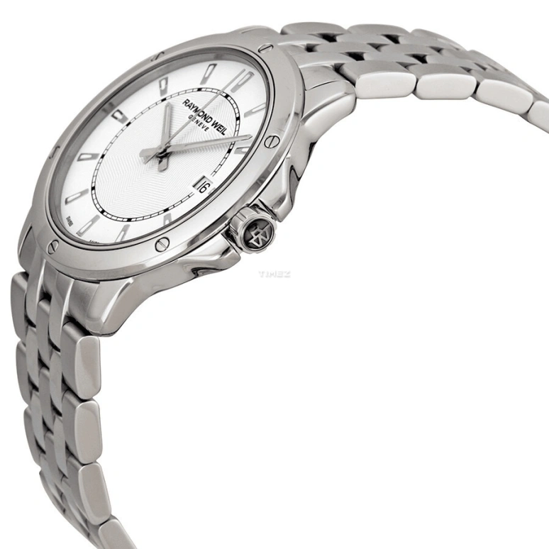 Raymond Weil,Men’s 39mm,39mm,Stainless Steel,White,Quartz,Day,Sapphire,Crystal Glass,5591,5591-ST-30001