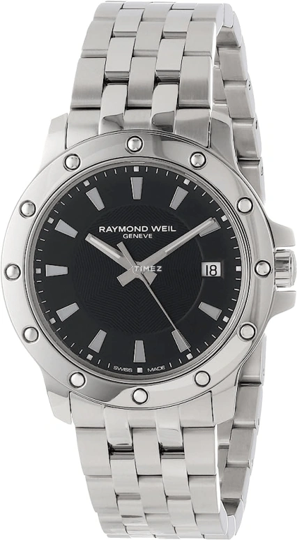 Raymond Weil,Men’s 39mm,39mm,Stainless Steel,Black,Quartz,Day,Sapphire,Crystal Glass,5599,5599-ST-20001
