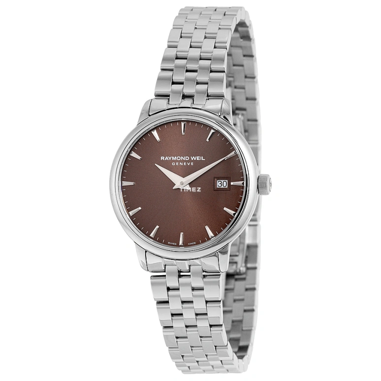 Raymond Weil,Women’s 29mm,29mm,Stainless Steel,Brown,Quartz,Day,Sapphire,Crystal Glass,5988,5988-ST-70001