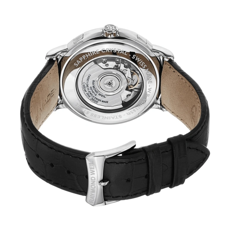 Raymond Weil,Men’s 41.50mm,41.50mm,Stainless Steel,White,Automatic,Moonphase,Month,Date,Day,Sapphire,Crystal Glass,Round,2859,2859-STC-00659