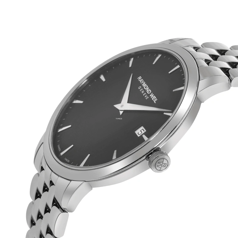 Raymond Weil,Men’s 39mm,39mm,Stainless Steel,Black,Quartz,Day,Sapphire,Crystal Glass,5488,5488-ST-20001