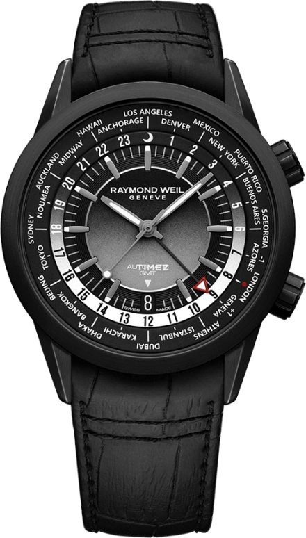 Raymond Weil,Men’s 40.50mm,40.50mm,Stainless Steel,Black,Automatic,Day,Dule Time,World Time,2765,2765-BKC-20001