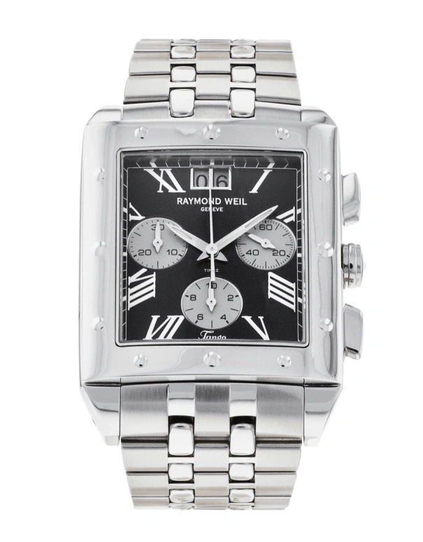 Raymond Weil,Men’s 46mm,46mm,Stainless Steel,Black,Quartz,Chronograph,Day,4881,4881-ST-00209