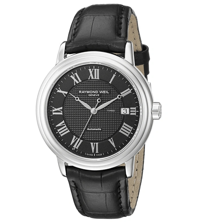 Raymond Weil,Men’s 39.50mm,39.50mm,Stainless Steel,Black,Automatic,Day,Sapphire,Crystal Glass,2837,2837-STC-00208