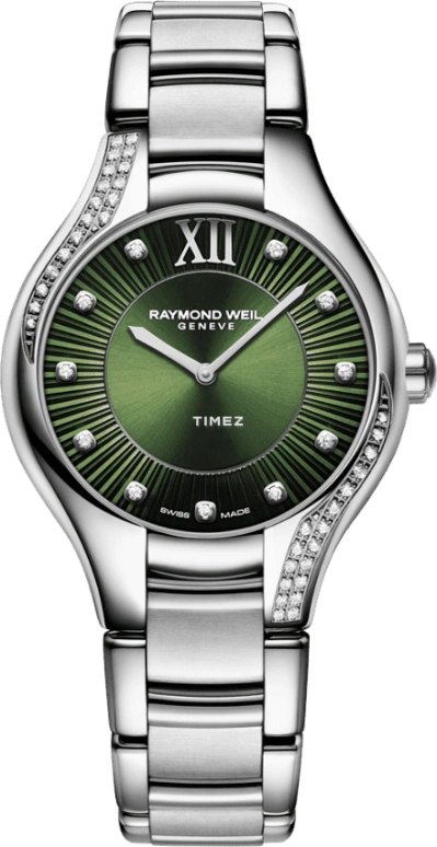 Raymond Weil,Women’s 32mm,32mm,Stainless Steel,Green,Quartz,Sapphire,Crystal Glass,Round,5132,5132-S1S-52181
