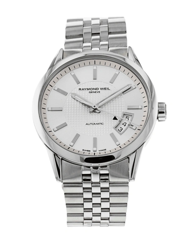 Raymond Weil,Men’s 38mm,38mm,Stainless Steel,Silver,Grey,Automatic,Day,Sapphire,Crystal Glass,2770,2770-ST-65001