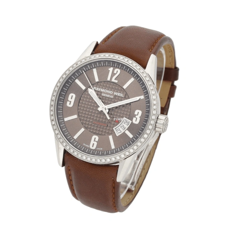 Raymond Weil,Men’s 42mm,42mm,Stainless Steel,Brown,Automatic,Day,Sapphire,Crystal Glass,2730,2730-SLS-05707