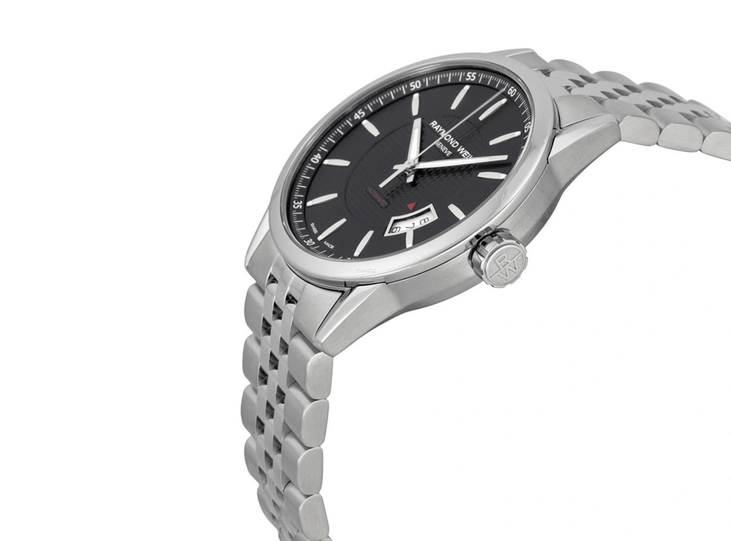 Raymond Weil,Men’s 42mm,42mm,Stainless Steel,Black,Automatic,Day,Sapphire,Crystal Glass,2730,2730-ST-20021