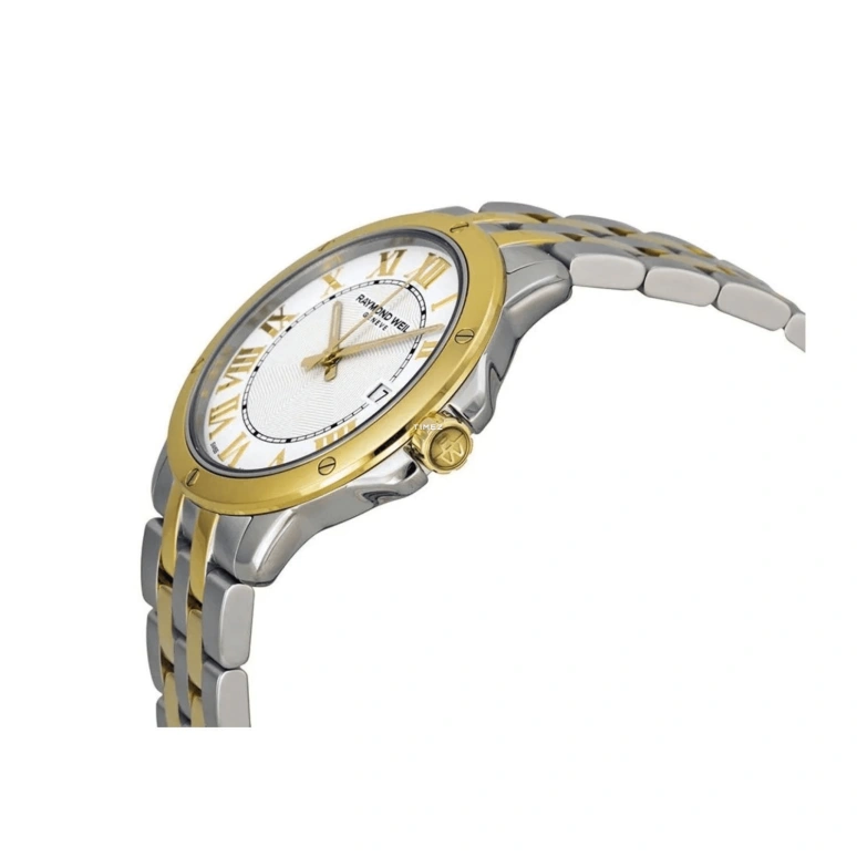 Raymond Weil,Men’s 39mm,39mm,Stainless Steel,White,Quartz,Day,Sapphire,Crystal Glass,5591,5591-STP-00308