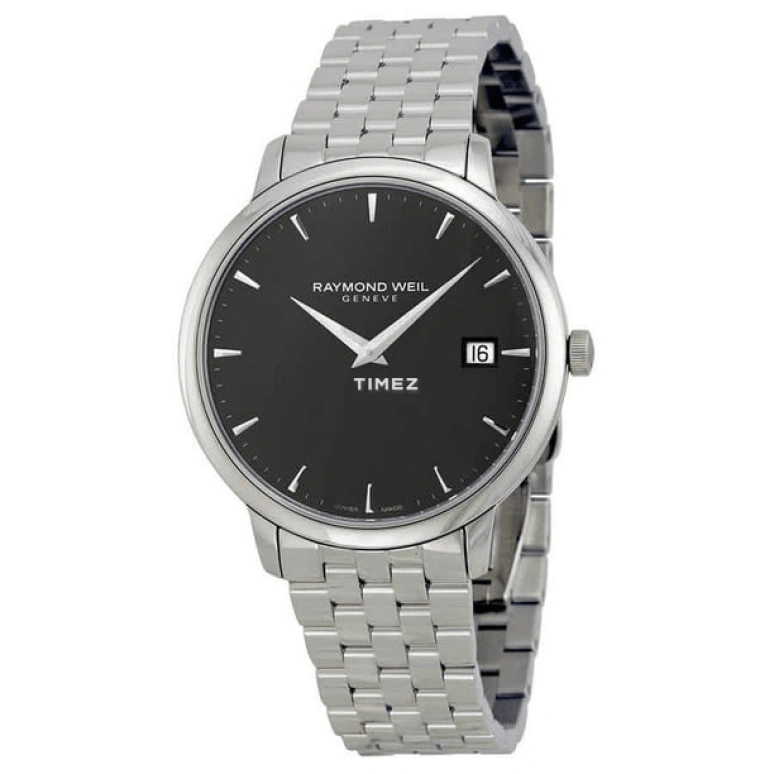 Raymond Weil,Men’s 42mm,42mm,Stainless Steel,Black,Quartz,Day,Sapphire,Crystal Glass,5588,5588-ST-20001