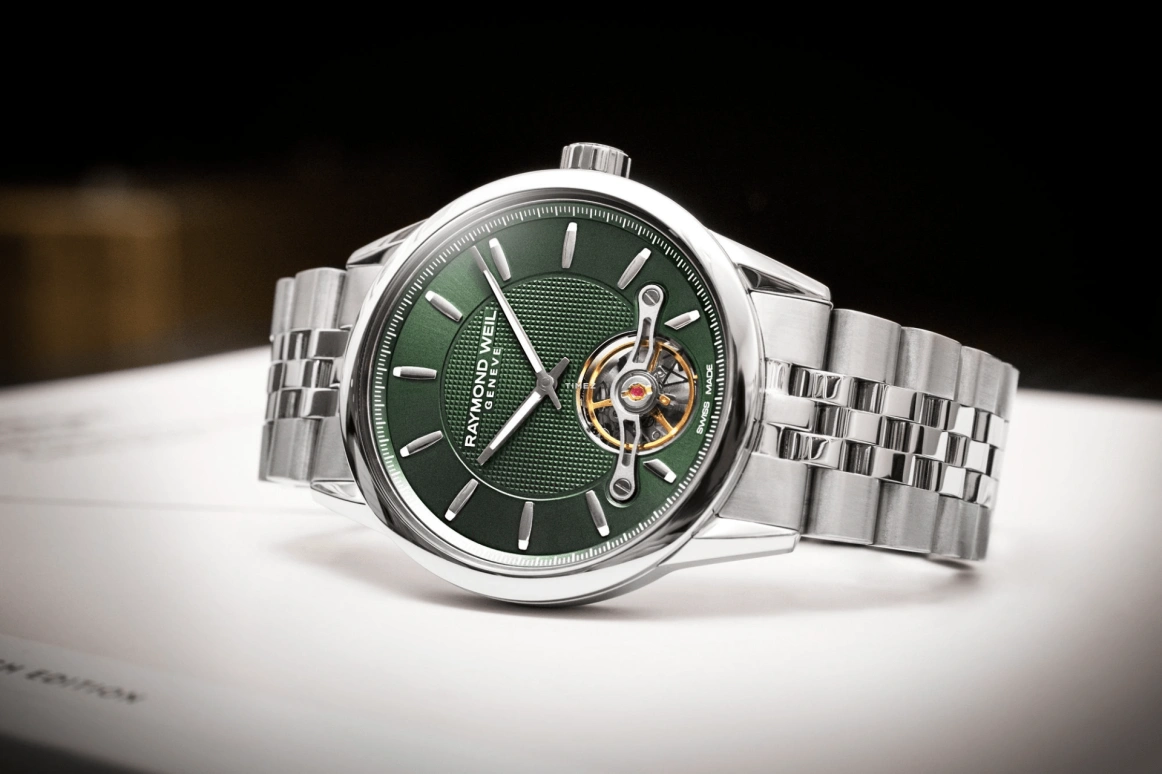 Raymond Weil,Men’s 42mm,42mm,Stainless Steel,Green,Automatic,Tourbillon,Tourbillon Escapement,Double Balance,2780,2780-ST-52001