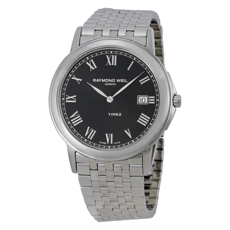 Raymond Weil,Men’s 39mm,39mm,Stainless Steel,Black,Quartz,Day,Sapphire,Crystal Glass,5466,5466-ST-00208