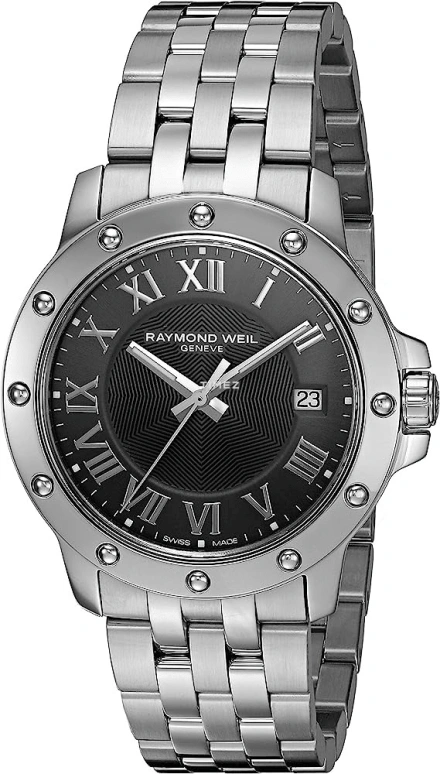 Raymond Weil,Men’s 39mm,39mm,Stainless Steel,Grey,Quartz,Day,Sapphire,Crystal Glass,5599,5599-ST-00608