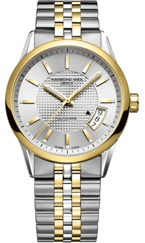 Raymond Weil,Men’s 38mm,38mm,Stainless Steel,Silver,Grey,Automatic,Day,Sapphire,Crystal Glass,2770,2770-STP-65001