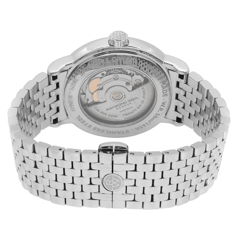Raymond Weil,Men’s 39.50mm,39.50mm,Stainless Steel,Blue,Automatic,Day,Sapphire,Crystal Glass,2837,2837-ST-50001