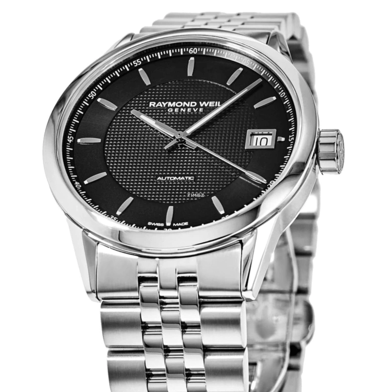 Raymond Weil,Men’s 42.50mm,42.50mm,Stainless Steel,Black,Automatic,Day,Sapphire,Crystal Glass,2740,2740-ST-20021