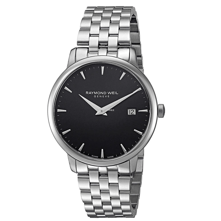Raymond Weil,Men’s 39mm,39mm,Stainless Steel,Black,Quartz,Day,Sapphire,Crystal Glass,5488,5488-ST-20001