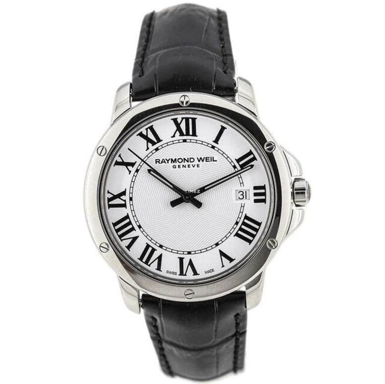 Raymond Weil,Men’s 39mm,39mm,Stainless Steel,White,Quartz,Day,Sapphire,Crystal Glass,5591,5591-L1-00300