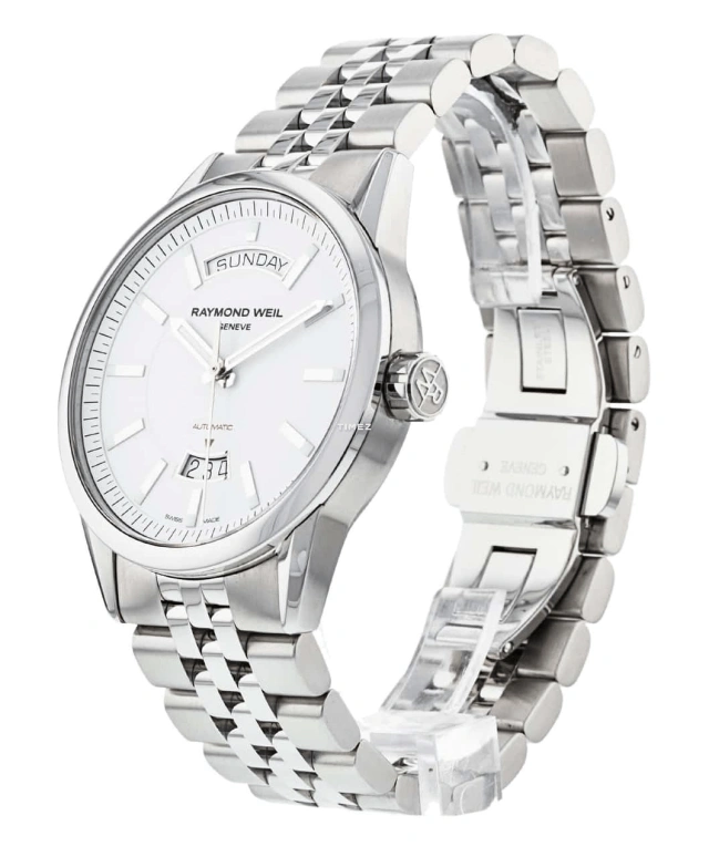 Raymond Weil,Men’s 42mm,42mm,Stainless Steel,White,Automatic,Date,Day,2720,2720-ST-30001