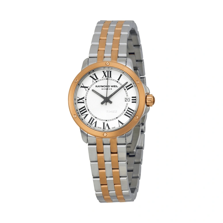 Raymond Weil,Women’s 28mm,28mm,Stainless Steel,Rose Gold,White,Quartz,Day,Sapphire,Crystal Glass,5391,5391-SP5-00300