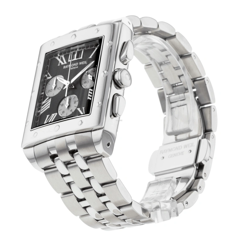 Raymond Weil,Men’s 46mm,46mm,Stainless Steel,Black,Quartz,Chronograph,Day,4881,4881-ST-00209