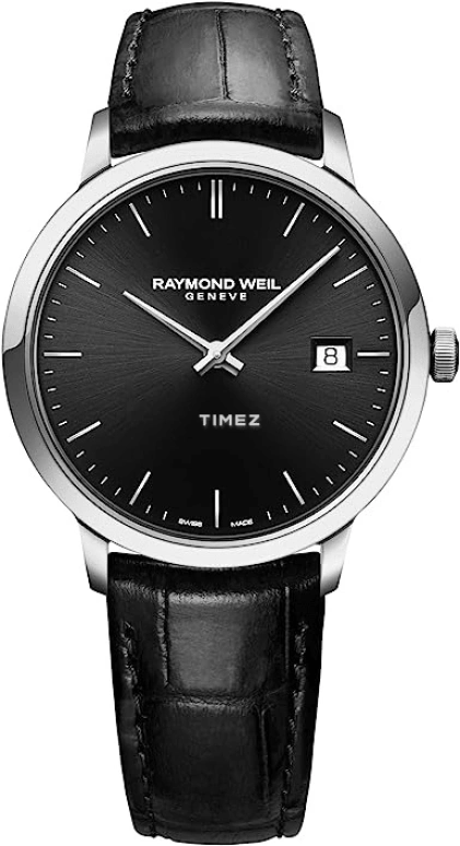 Raymond Weil,Men’s 39mm,39mm,Stainless Steel,Black,Quartz,Day,Sapphire,Crystal Glass,5485,5485-STC-20001