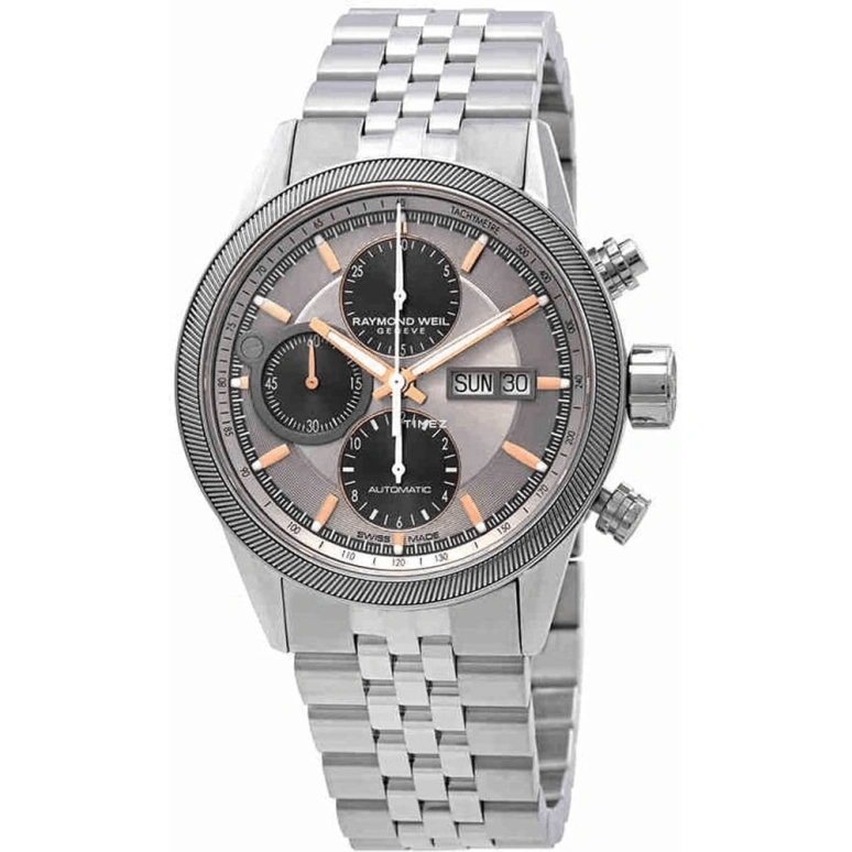 Raymond Weil,Men’s 42mm,42mm,Stainless Steel,Silver,Grey,Automatic,Chronograph,Date,Day,7731,7731-ST2-65655