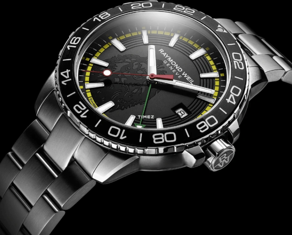Raymond Weil,Men’s 42mm,42mm,Stainless Steel,Black,Quartz,Day,Dule Time,8280,8280-ST1-BMY18