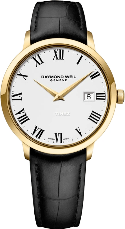Raymond Weil,Men’s 39mm,39mm,Stainless Steel,Yellow Gold,White,Quartz,Day,Sapphire,Crystal Glass,5488,5488-PC-00300