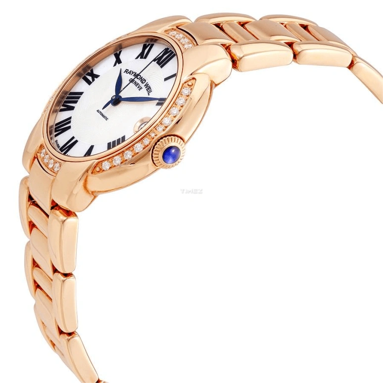 Raymond Weil,Women’s 35mm,35mm,Stainless Steel,Rose Gold,White,Automatic,Day,Sapphire,Crystal Glass,2935,2935-P5S-01970