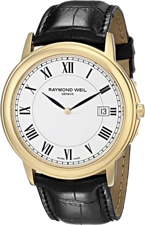 Raymond Weil,Men’s 39mm,39mm,Stainless Steel,Yellow Gold,White,Quartz,Day,Sapphire,Crystal Glass,5488,5488-PC-00300