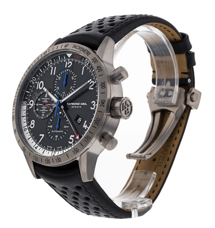 Raymond Weil,Men’s 45mm,45mm,Stainless Steel,Titanium,Black,Automatic,Chronograph,Day,Dule Time,7754,7754-TIC-05209