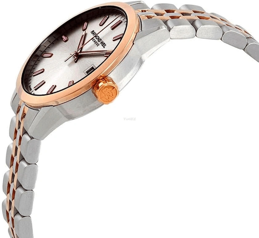 Raymond Weil,Women’s 34mm,34mm,Stainless Steel,Rose Gold,Silver,Grey,Quartz,Day,Sapphire,Crystal Glass,5634,5634-SP5-65021