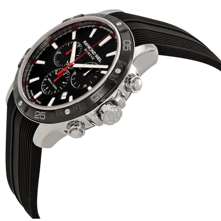 Raymond Weil,Men’s 43mm,43mm,Stainless Steel,Black,Quartz,Chronograph,Day,8560,8560-SR1-20001