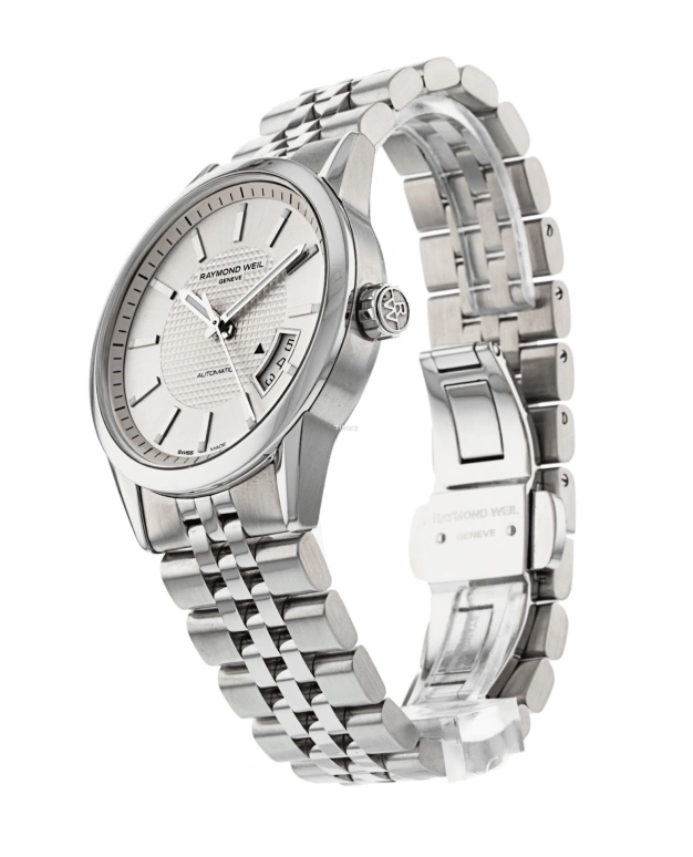 Raymond Weil,Men’s 38mm,38mm,Stainless Steel,Silver,Grey,Automatic,Day,Sapphire,Crystal Glass,2770,2770-ST-65001