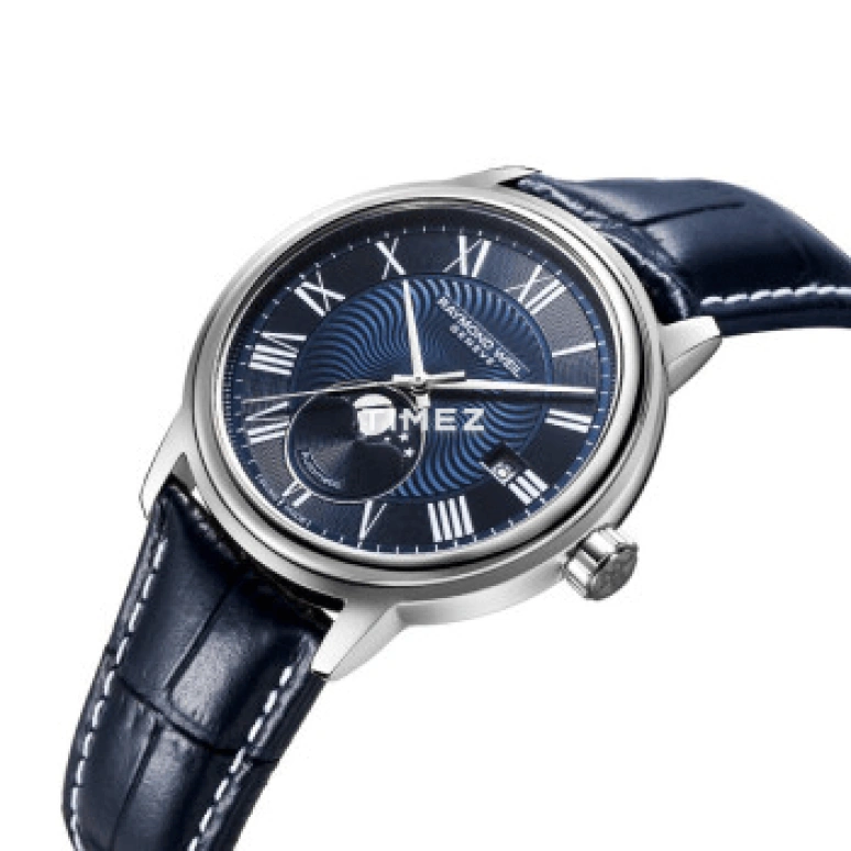 Raymond Weil,Women’s 39mm,39mm,Stainless Steel,Stainless Steel,Blue,Automatic,Moonphase,Day,2239M,2239M-STX-00509