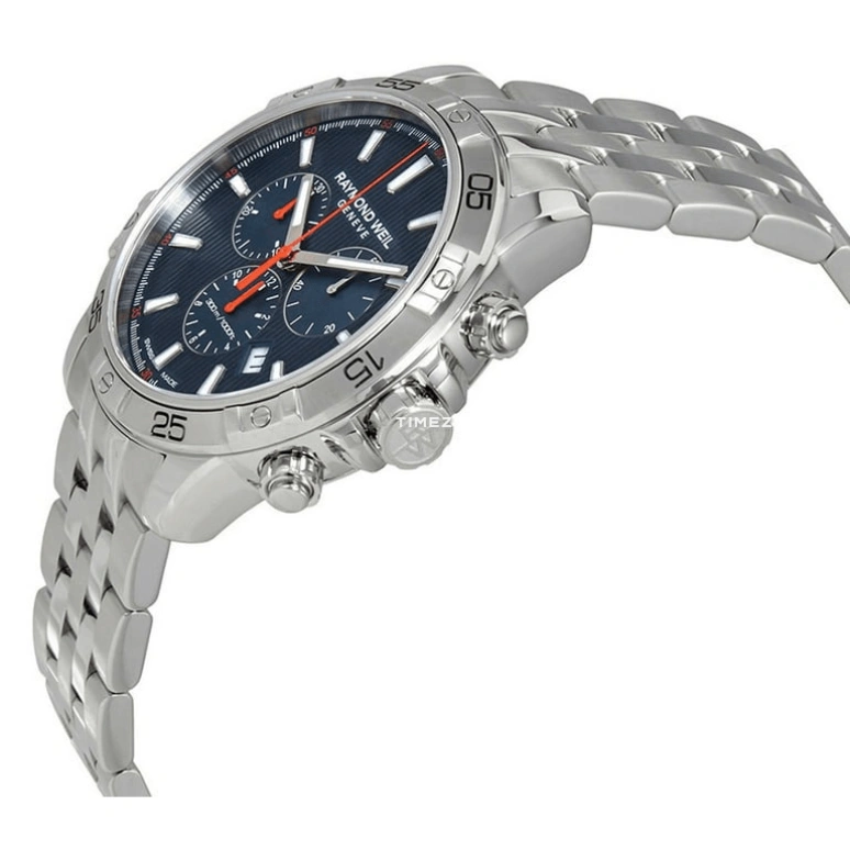 Raymond Weil,Men’s 43mm,43mm,Stainless Steel,Blue,Quartz,Chronograph,Day,8560,8560-ST2-50001